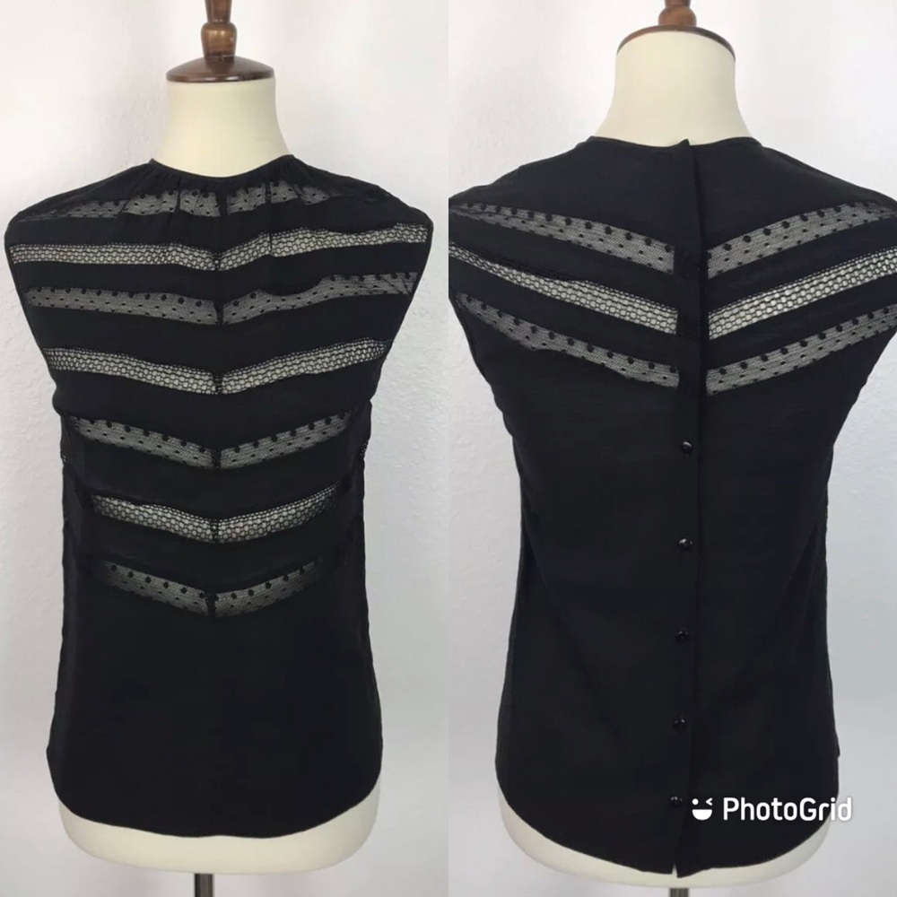 Tocca Lace Buttons Back Wool Blend Top